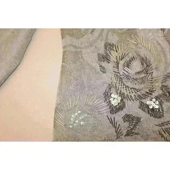 Chico's Gray Metalic Beaded Sequin Long Sleeve Woman's Cartigan US Size 10 - Picture 15 of 16